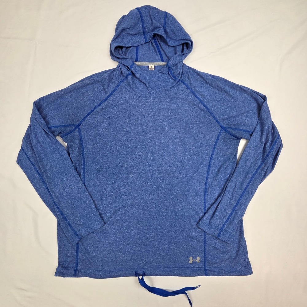 Under Armour Women Threadborne HeatGear Hoodie XL Blue Athletic Active Pullover